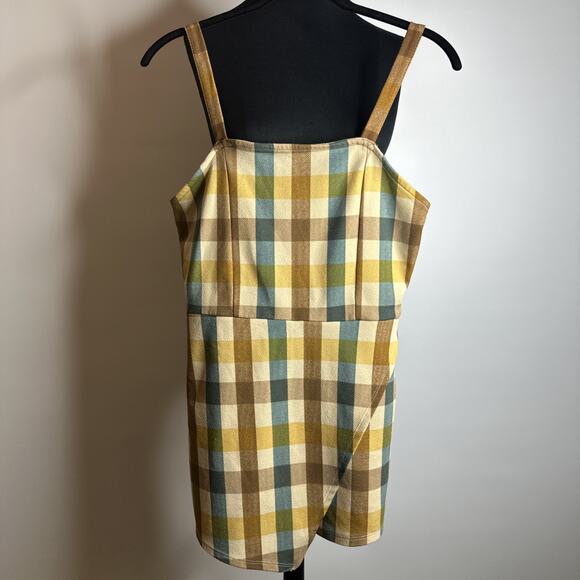 Vintage Almost Famous Plaid Romper Large Y2K Cottagecore Boho Sleeveless Wrap - Picture 8 of 8